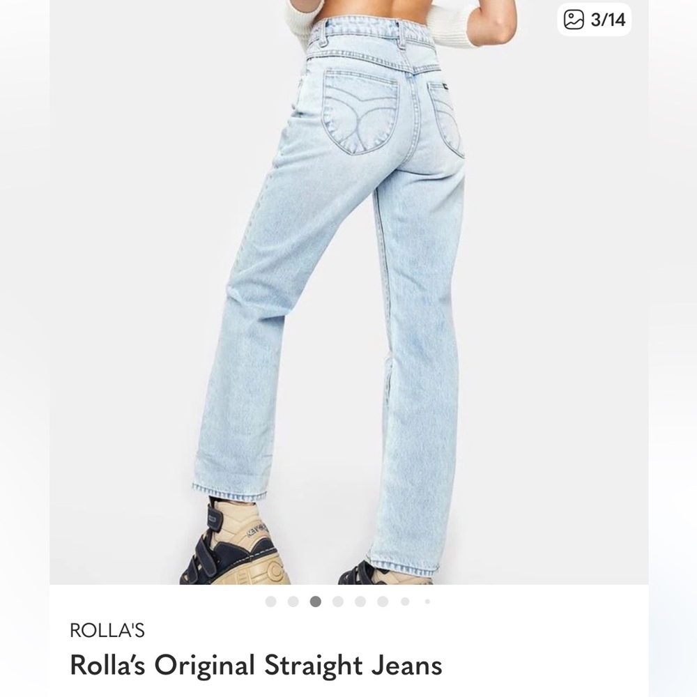 Rolla's Sky Blue Straight Leg Jeans - Picture 3 of 7